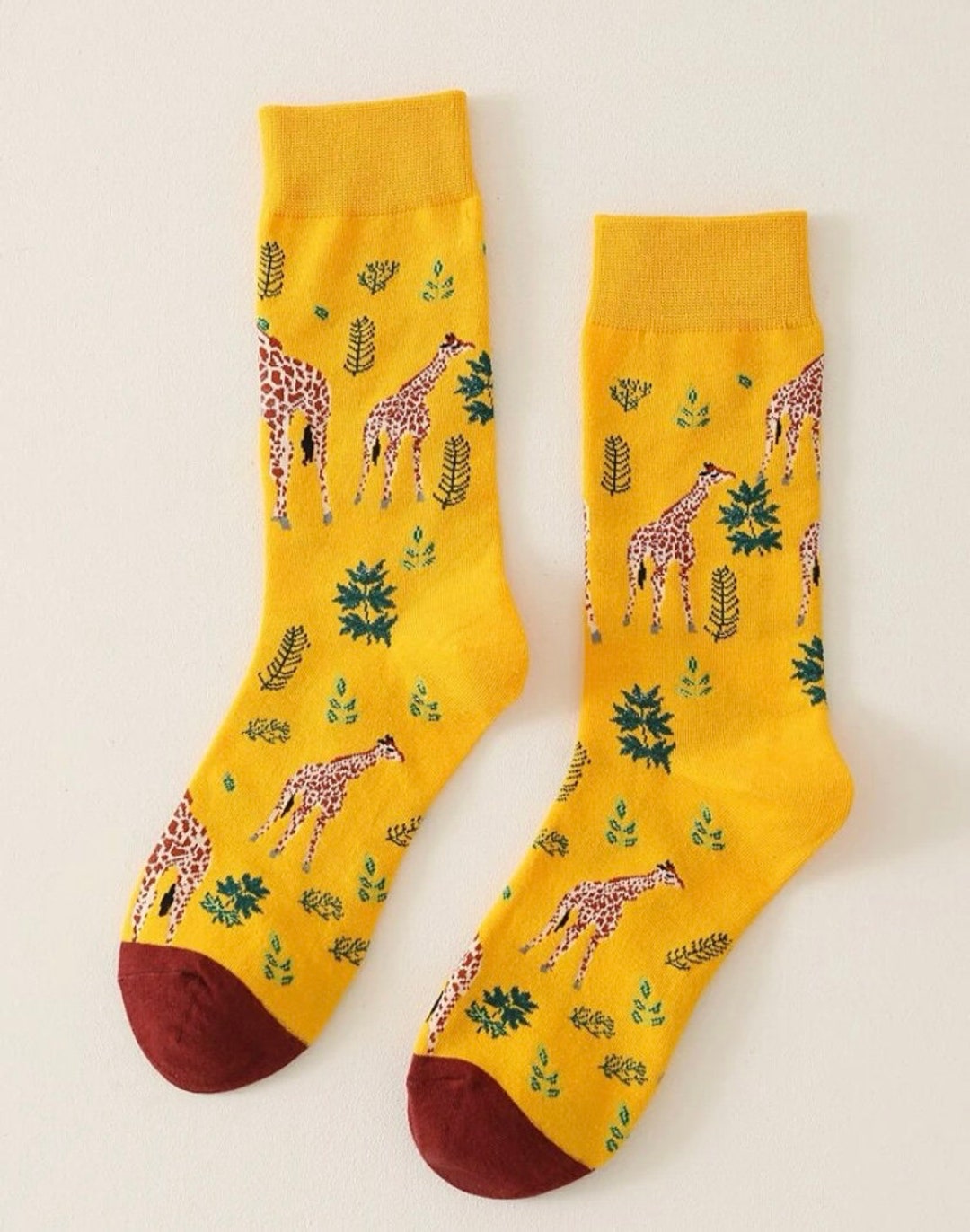 Giraffe Socks Giraffe Print Socks Farm Animal Print Socks Etsy UK