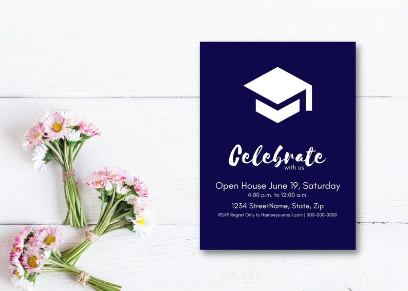 Graduation Announcement Card Template With Canva 5x7 Fully Etsy