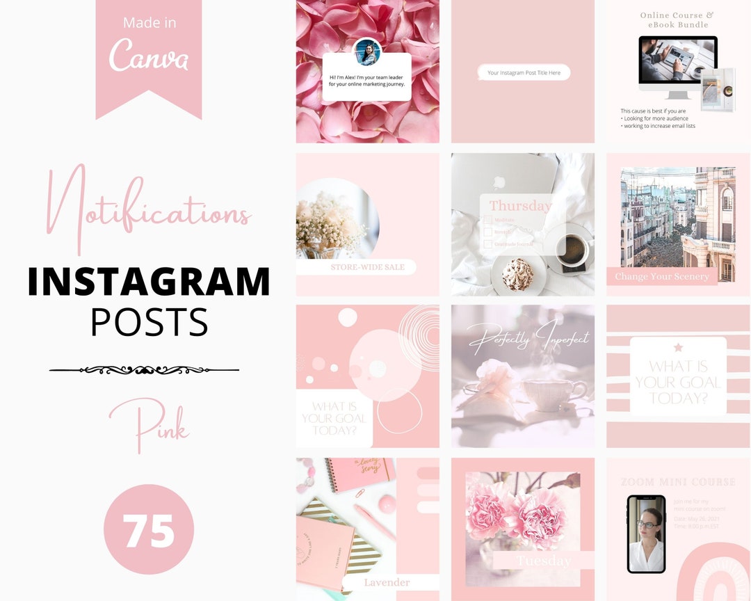 75 Instagram Post Template for Canva Notification and - Etsy