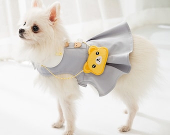 Gray Dress Small Pet Dog Cat Clothes Decoration Bag Cute Style