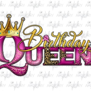 3D Birthday queen png sublimation design download, pink birthday party png, birthday png design, birthday png, sublimate designs download