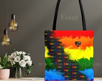 Rainbow Pride Tote Bag, LGBTQ Weekender, Unisex Polyester