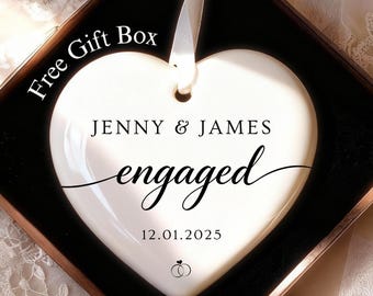Personalized Engaged Ornament 2025 Custom Engagement Keepsake with Names and Date Wedding Keepsake Gift for couple