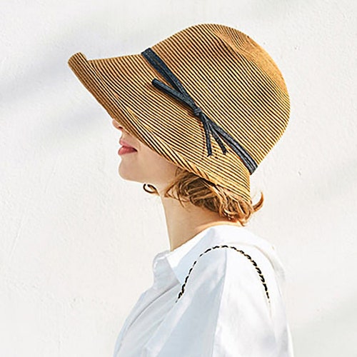 Wide Brim Sun Hat in Rust Linen Fabric for Women With - Etsy