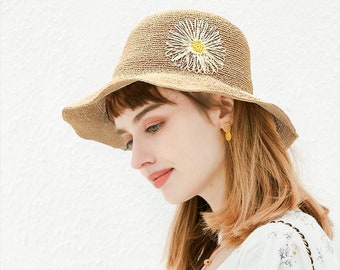 Straw Hat, summer hat, Straw hat women, Sun hat Fashion hat, natural straw summer hat, Women’s straw hat, Embroidered flower hat Beach Hat