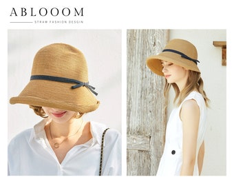 Summer Straw Hat with Wide Brim, Summer Hat, Foldable hat, Sun hat, Beach hat, Straw Beach hat, Sun hat women, Straw hat women