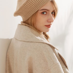 Béret en cachemire Tam de style français pour femme, béret en tricot ample, accessoire de mode automne-hiver, cadeau idéal pour elle image 6