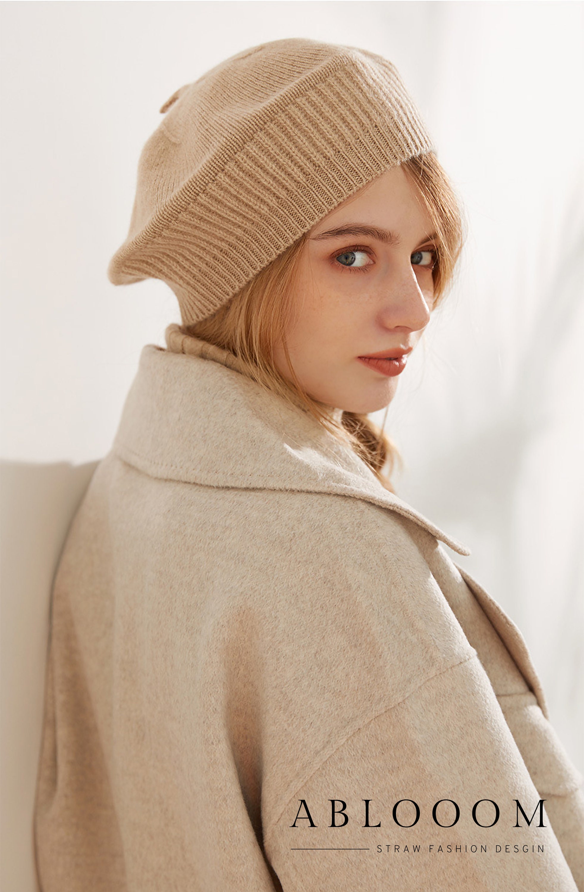 Cashmere Beret Hat - French Style Tam for Women, Slouchy 