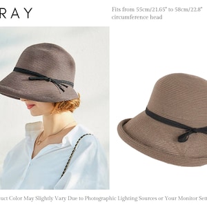 Chapeau de paille pour femme, chapeau de soleil à large bord pour femme, chapeau d'été, chapeau pliable, chapeau pliable, chapeau de plage, chapeau de plage de paille, chapeau de vacances Gray(One Size)