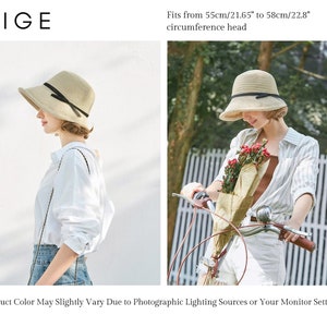 Wide Brim Straw Sun Hat, Foldable Beach Vacation Hat Beige(One Size)