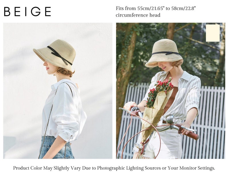 Wide Brim Straw Sun Hat, Foldable Beach Vacation Hat Beige(One Size)