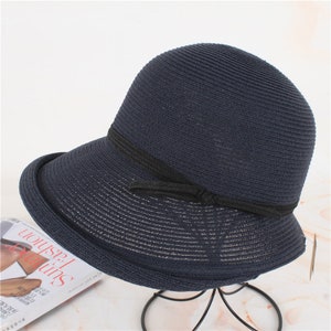 Summer Straw Hat with Wide Brim, Summer Hat, Foldable hat, Sun hat, Beach hat, Straw Beach hat, Sun hat women, Straw hat women Navy