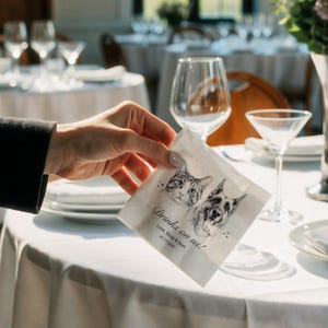 Custom Pet Portrait Wedding Napkins: Hand-Drawn Dog Cat Illustration Cocktail Napkins image 8