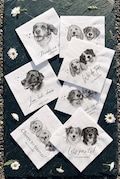 Custom Pet Portrait Wedding Napkins: Hand-Drawn Dog Cat Illustration Cocktail Napkins product logo