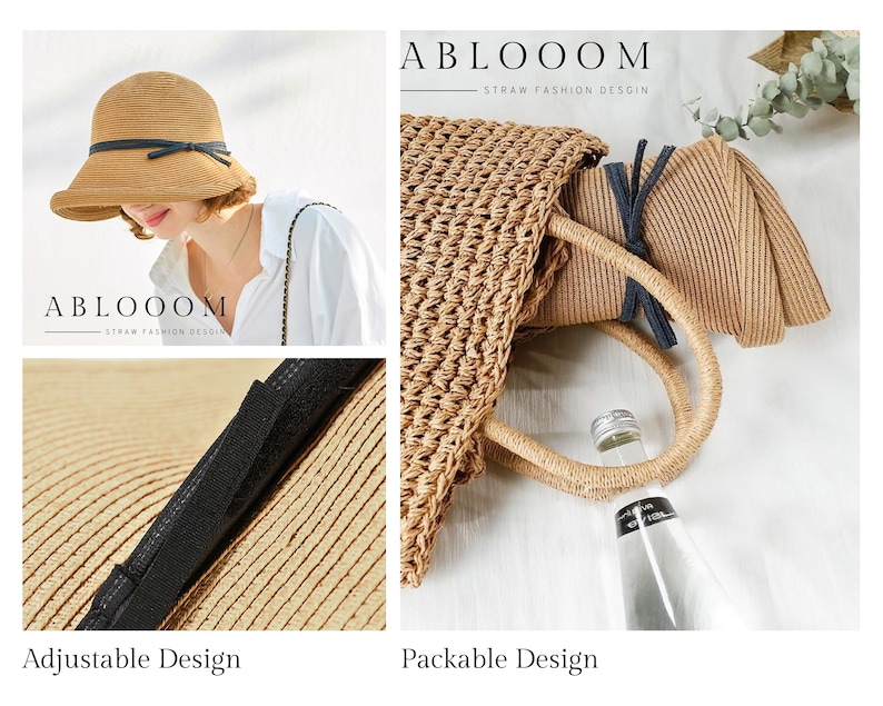 Wide Brim Straw Sun Hat, Foldable Beach Vacation Hat image 5