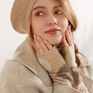 Béret en cachemire Tam de style français pour femme, béret en tricot ample, accessoire de mode automne-hiver, cadeau idéal pour elle image 7
