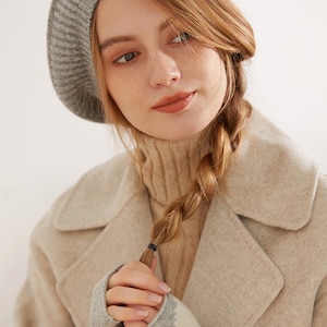 Béret en cachemire Tam de style français pour femme, béret en tricot ample, accessoire de mode automne-hiver, cadeau idéal pour elle image 4