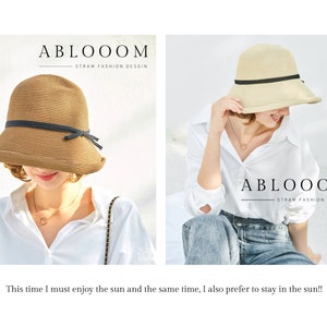 Women's Wide Brim Straw Hat, Sun Hat Perfect for Beach, Summer, and Vacation, Foldable and Stylish Straw hat, Summer hat, Packable hat image 2