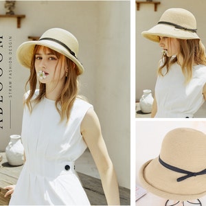 Women's Wide Brim Straw Hat, Sun Hat Perfect for Beach, Summer, and Vacation, Foldable and Stylish Straw hat, Summer hat, Packable hat image 3