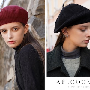 Beret Hat, Cashmere Beret, French Beret, Tam, Fall Fashion, Fall Accessory, Gift For Her, Slouchy Beret, Winter Hat, Women&#39;s Gift, Knit Hat