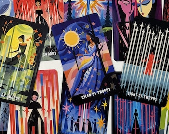Modern Tarot Card Deck: 78 Cards with Guidebook