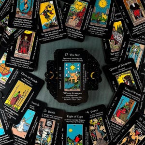 Tarot para principiantes: 78 cartas con significados y palabras clave, acabado mate, bordes laminados, ideal para principiantes.