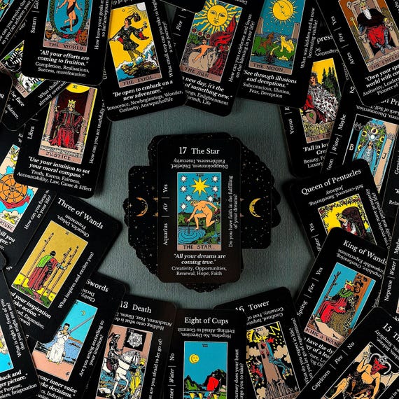 Learning Tarot Deck | 78 Cards Keywords & Meanings on Cards | Foil Edges | Beginner Tarot with Guidebook