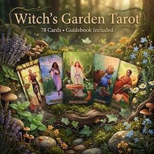 Witch's Garden Tarot Card Deck: Borderless 78-Card Deck with Guidebook