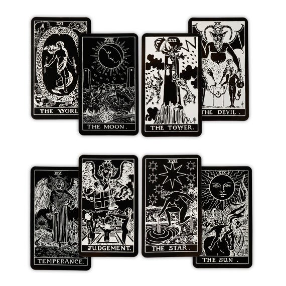 Tarot Deck Black White With Guidebook and Box Classic