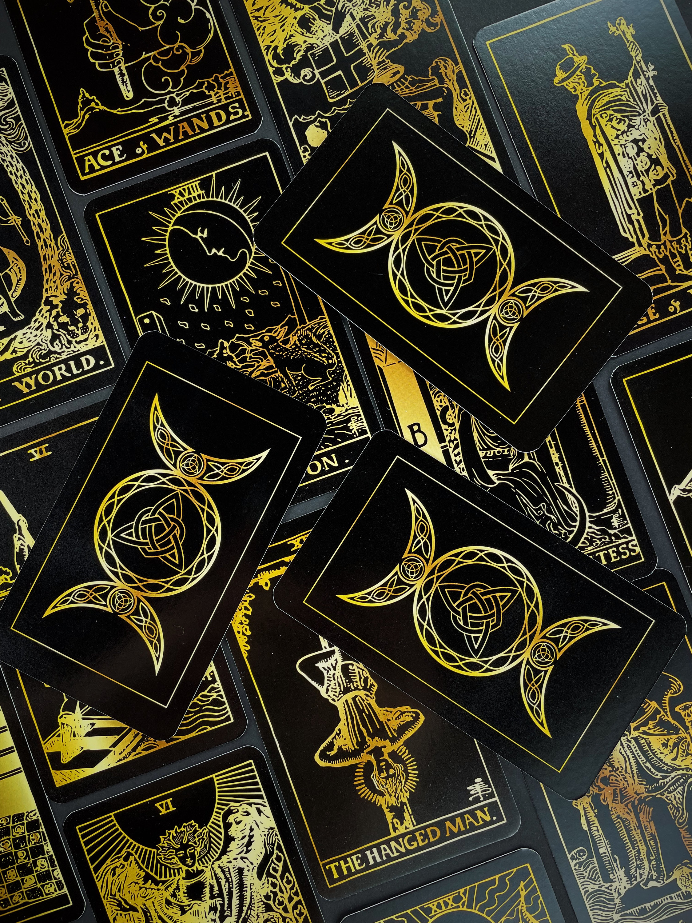 Black & Gold Tarot Deck With Guidebook and Box Classic | Etsy