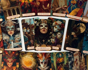 Golden Masquerade Tarot Deck: 78 Folienrand-Karten, Anleitungsbuch