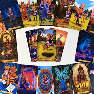 Tarot In Wonderland Cards Deck - Borderless, Premium quality, Full 78 cards deck with Guidebook.