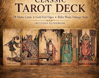 Classic Rider-Waite Tarot Deck | 78 Matte Cards, Gold Foil Edges (Guidebook Included)