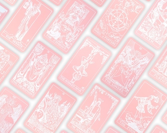 Tarot Deck Pink White | Oracle card deck | Deck of many things | Tarot card deck | 78 cards | Tarot cards with Guidebook