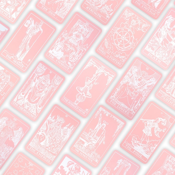Tarot Deck Pink White | Oracle card deck | Deck of many things | Tarot card deck | 78 cards | Tarot cards with Guidebook