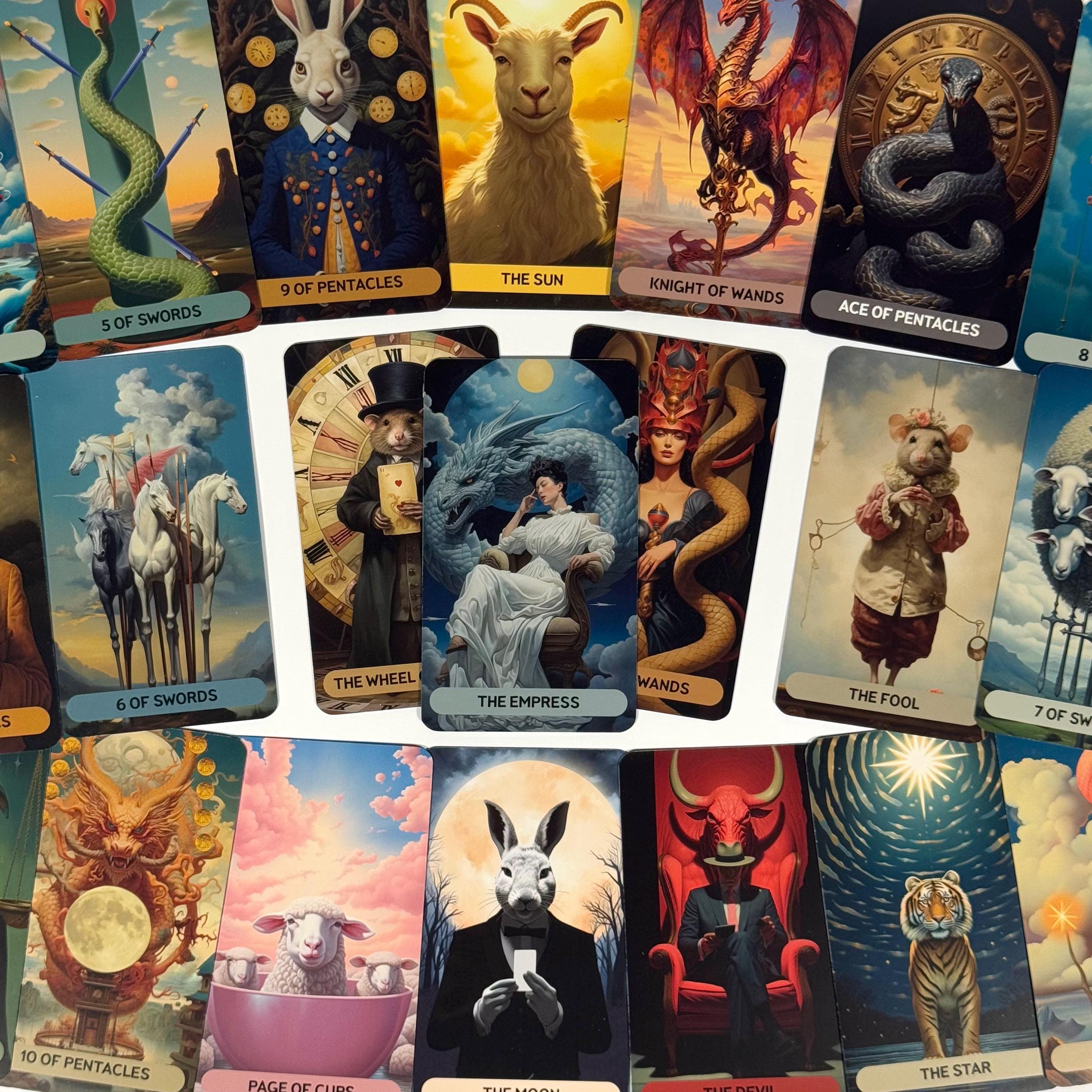 Majestic Realm Tarot Deck | 78 Cards Holographic Foil Edges | Dark