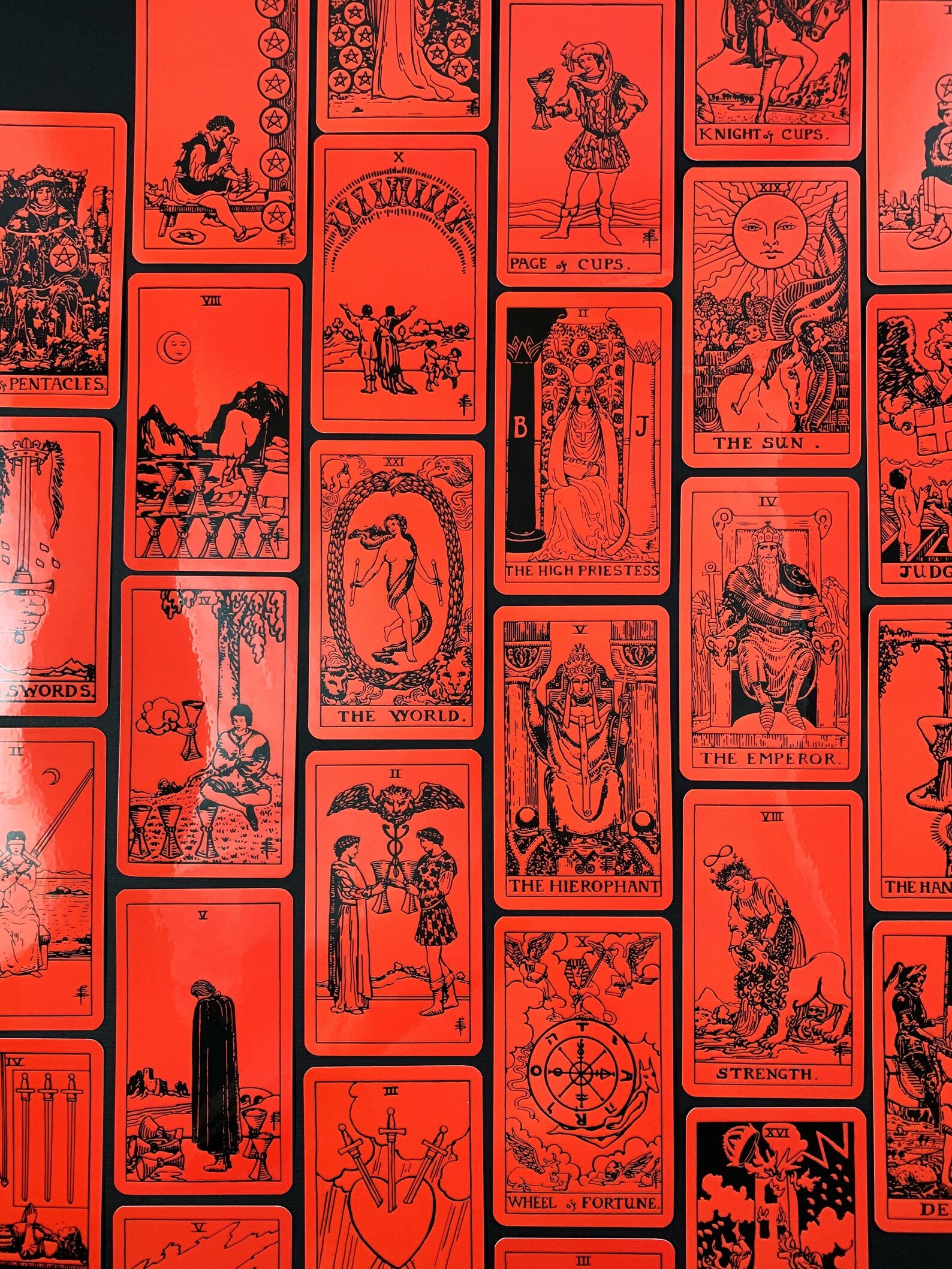 Tarot Deck Rider Waite Red & Black with Guidebook and Box Etsy