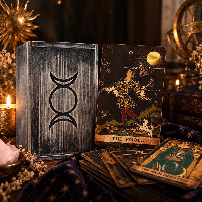 Cartas de Tarot Clásicas / Bordes con Lámina de Oro Negro, Estilo de Grabado Artístico (Guía Incluida)