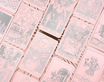 Tarot Deck Pink Silver | Oracle card deck | Deck of many things | Tarot card deck | 78 cards | Tarot cards with Guidebook