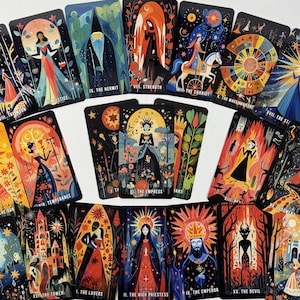 MODERN Tarot Card Deck - Borderless, Premium quality, Full 78 cards deck with Guidebook.