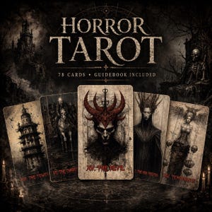 Horror Tarot Deck | 78 Gothic Dark Cards Red Foil Edges No Borders | Dark Occult Tarot with Guidebook