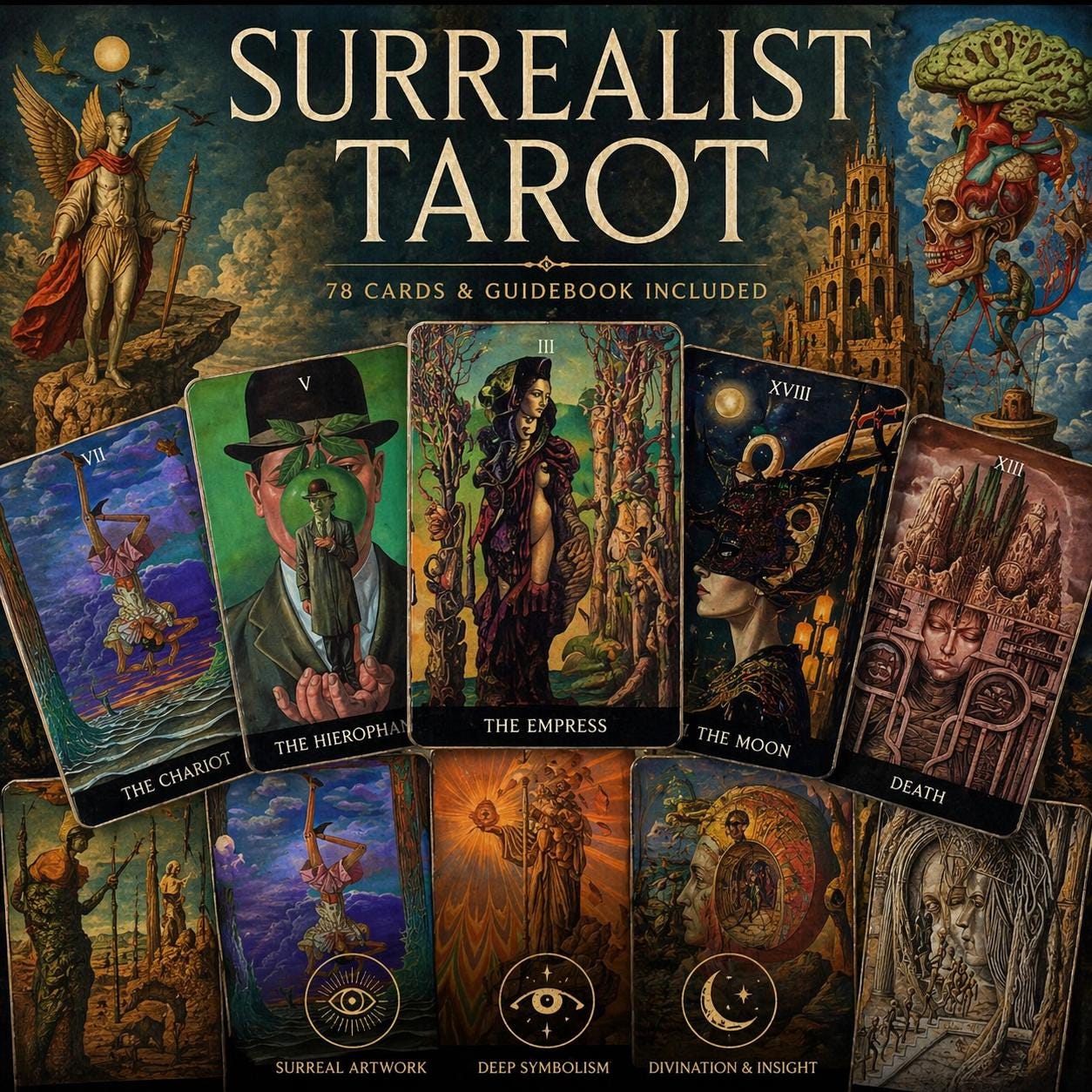 Surrealist Tarot Card Deck: 78 Cards With Guidebook - Etsy