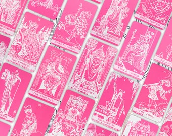 Pink Tarot Deck White | 78 Tarot Cards with Guidebook, Card Deck, Great for Beginner's Complete Deck, Divination Tools