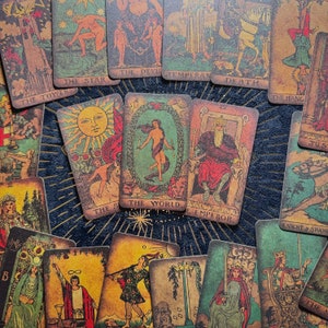 Tarot Card Deck Dark Vintage Borderless Tarot Reading Deck for Beginners | Full Classic Tarot Card Deck  with Guidebook