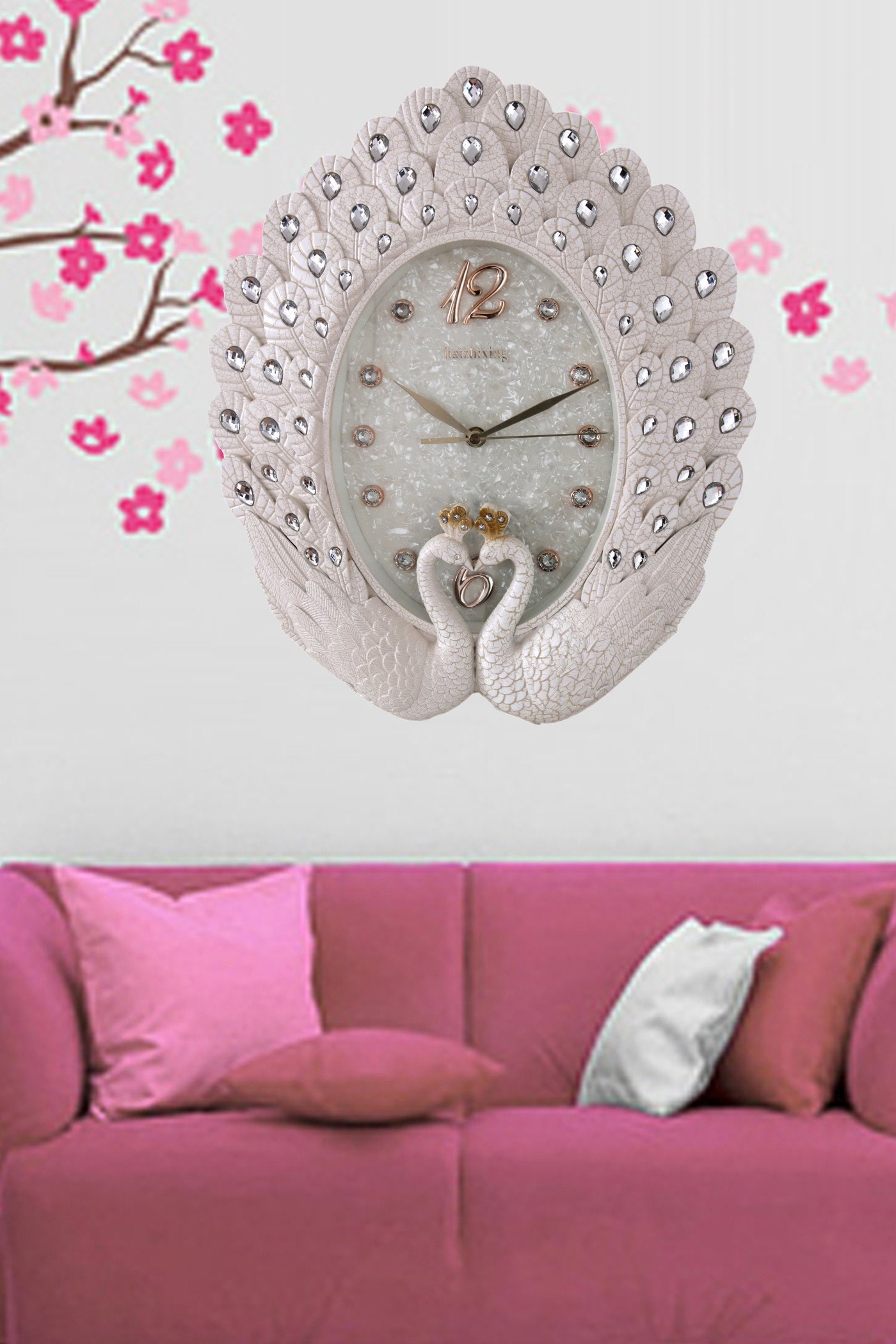 Europeanstyle White Peacock Wall Clock Etsy