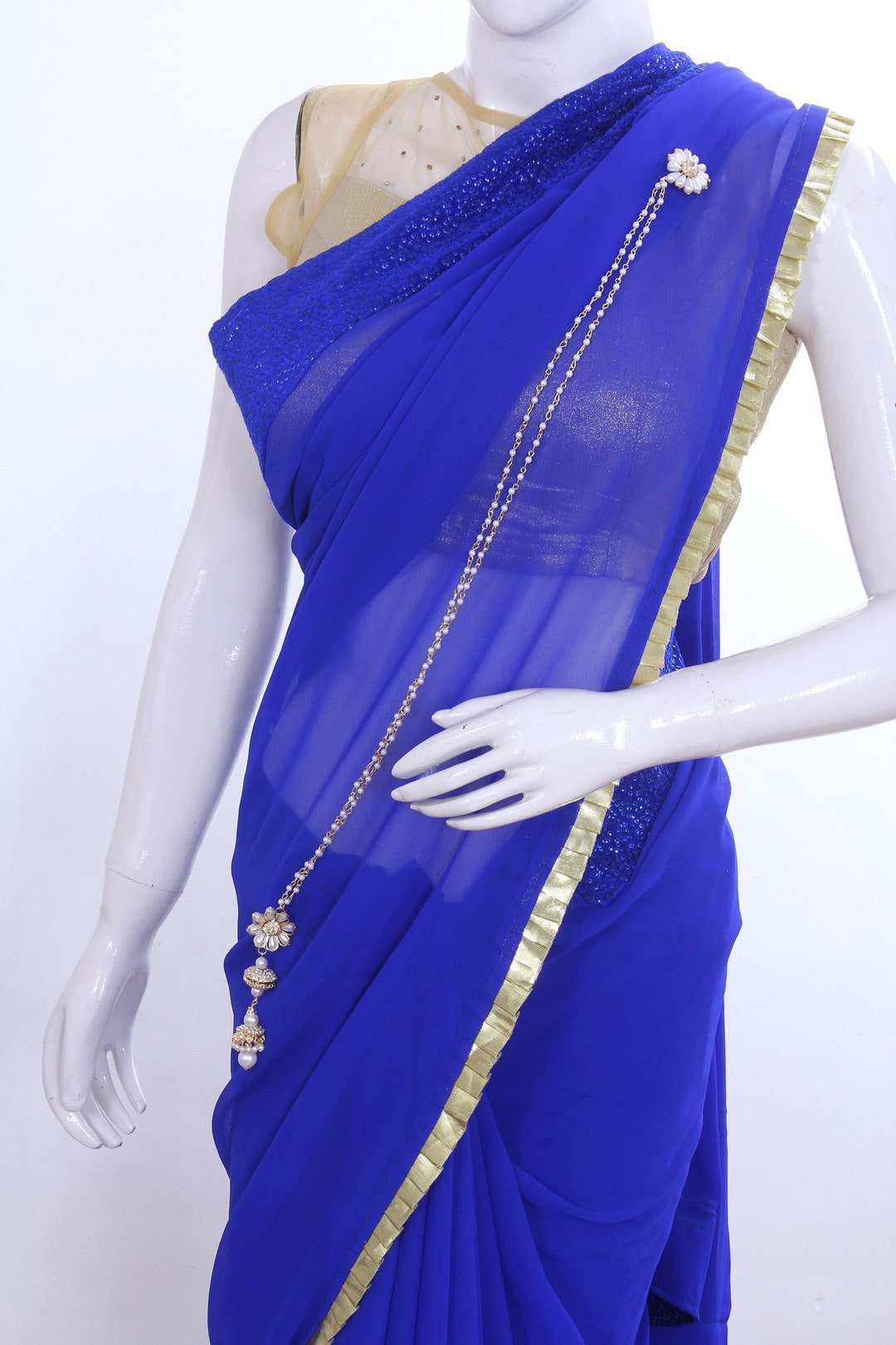 Flower Design Pearl Saree Brooch Etsy