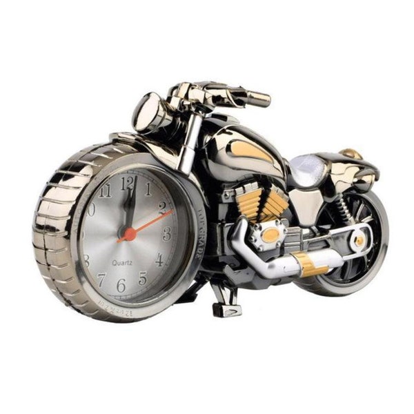 Motorcycle Motorbike Pattern Handmade Alarm Clock Desk Birthday Gift