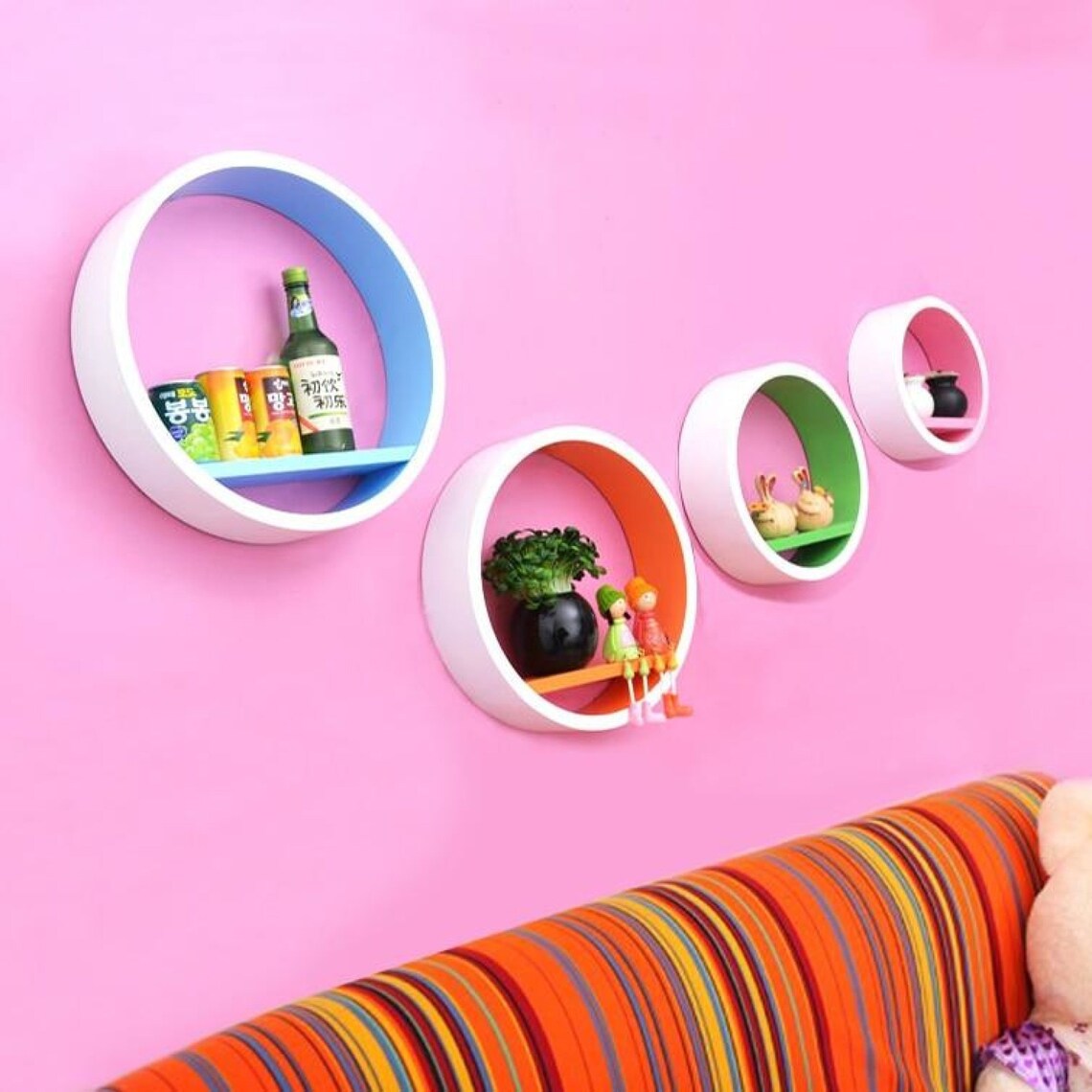 4PCS Creative Round Wall Shelves for Decor Etsy