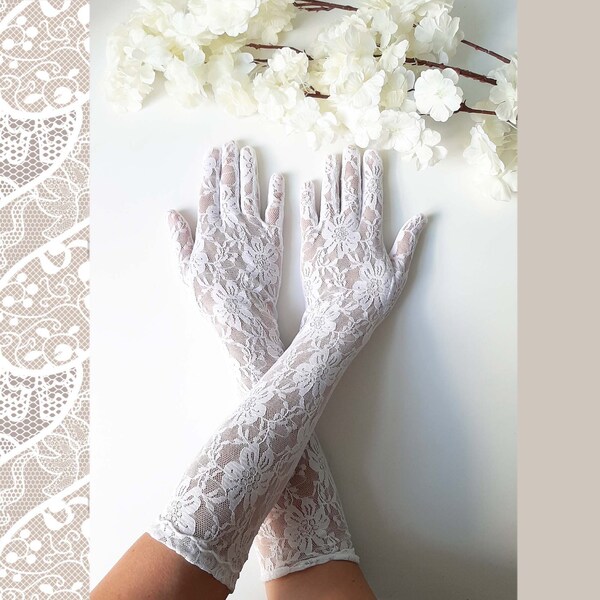 Cheap Lace Wedding Gloves White Black Ivory Red El... - Vicedeal