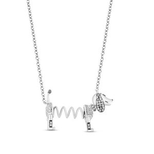 Collar de cadena con forma de perro Slinky de oro de 14 quilates, con diamantes de moissanita redondos, con diseño de perro de dibujos animados, con personajes de televisión y películas, ideal como regalo para niños.